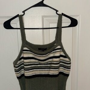 Striped Green and Black Women's Top Sweater material